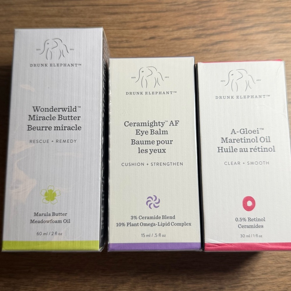 🆕 DRUNK ELEPHANT SET OF 3 - EYE BALM - MARETINOL OIL - MIRACLE BUTTER - Picture 2 of 7
